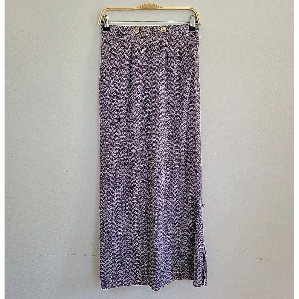 Vintage‎ Handmade Maxi Skirt Purple Silver Metallic Disco Feminine Glam Retro